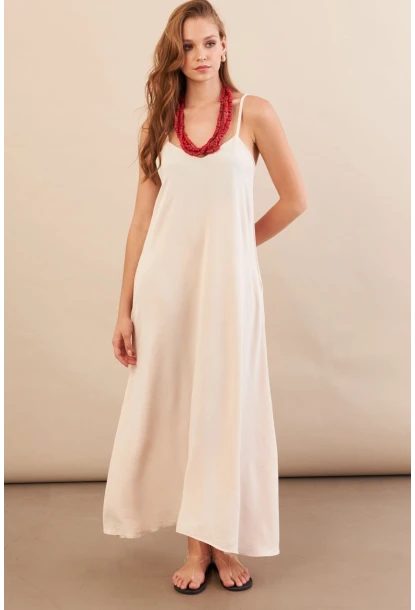 Kadın Taş Askılı Çan Midaxi Elbise OPS9005