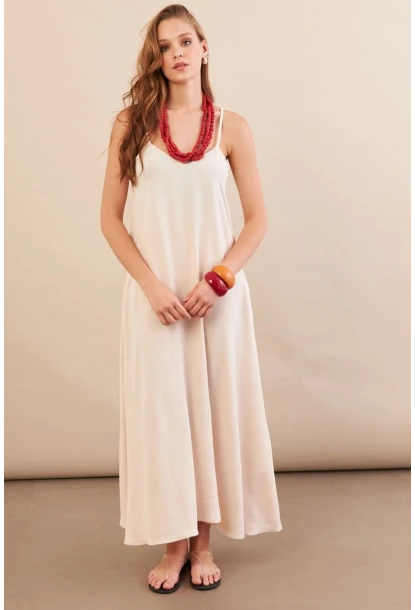 Kadın Taş Askılı Çan Midaxi Elbise OPS9005