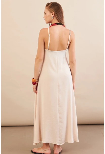 Kadın Taş Askılı Çan Midaxi Elbise OPS9005