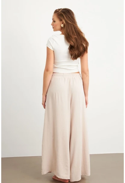 Kadın Taş Beli Lastikli Cepli Palazzo Pantolon Sİ1155