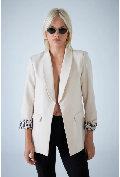 Kadın Taş Leopar Astarlı Blazer Ceket BES3049