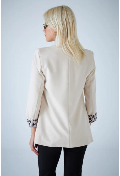 Kadın Taş Leopar Astarlı Blazer Ceket BES3049