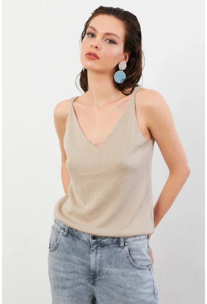 Kadın Taş V Yaka Triko Bluz KZ546