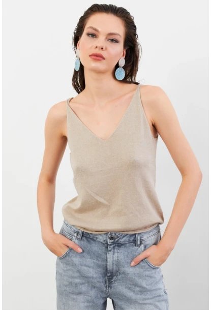 Kadın Taş V Yaka Triko Bluz KZ546
