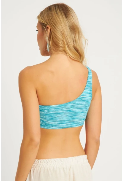 Kadın Turkuaz Önü Büzgülü Crop Bluz YLE606