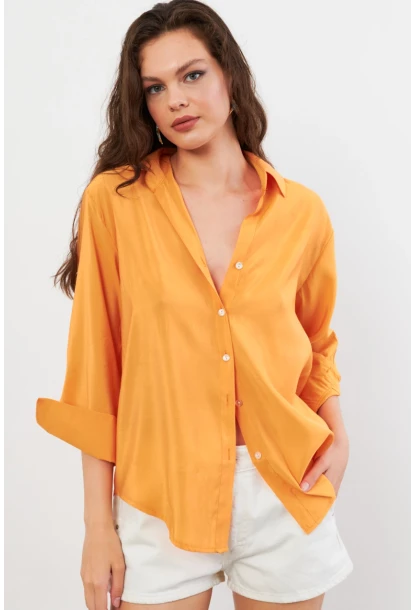 Kadın Turuncu Basic Gömlek SOL3664