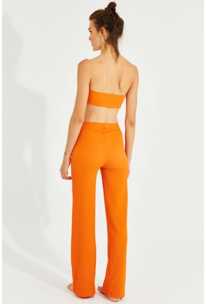 Kadın Turuncu Büstiyerli Pantolon Takım YEL221225