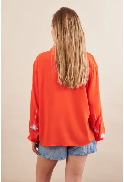 Kadın Turuncu Nakışlı Bluz MPC1345