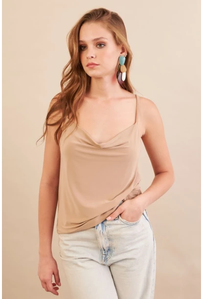 Kadın Vanilya Degaje Yaka Bluz LPP1286-90