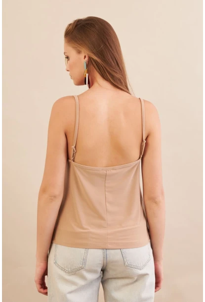 Kadın Vanilya Degaje Yaka Bluz LPP1286-90