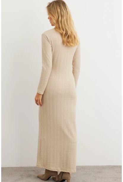 Kadın Vanilya Kruvaze Maxi Elbise COL31