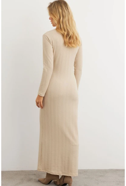 Kadın Vanilya Kruvaze Maxi Elbise MTF31