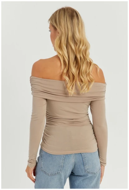 Kadın Vizon Büzgülü Madonna Bluz MON1119