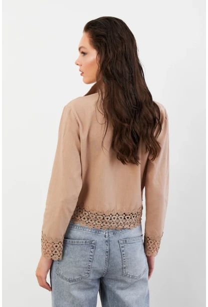 Kadın Vizon Güpürlü Gömlek MPC030