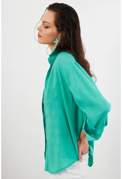 Kadın Yeşil Basic Gömlek SOL3664