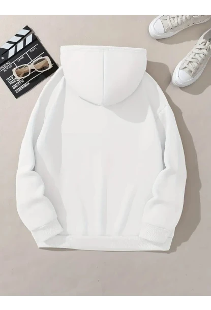 Leopar Detay New York Baskılı Oversize 3 İplik Kapüşonlu Sweat