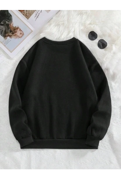 Yazı Baskılı Oversize Üç İplik Sweatshirt