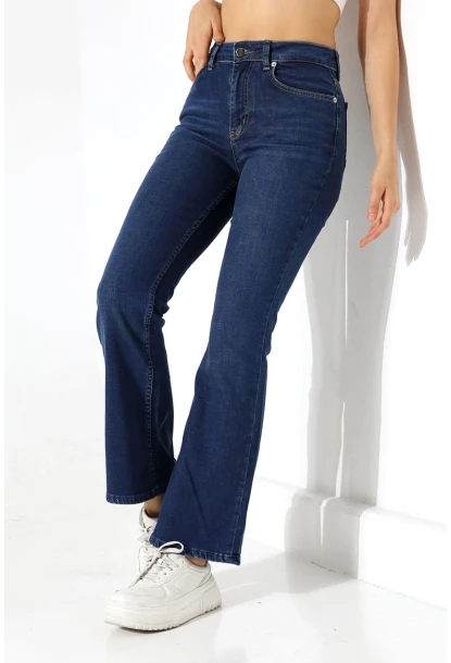 Yüksek Bel Klasik Paça Kadın Jean – Lacivert