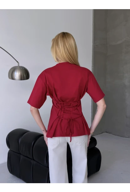 Arka Bağcıklı Belden Oturtmalı T-shirt