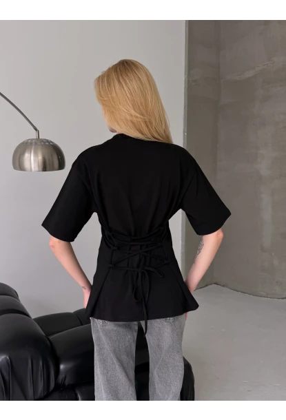 Arka Bağcıklı Belden Oturtmalı T-shirt