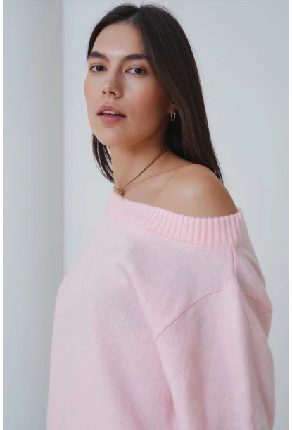 Asimetrik Yaka Oversize Triko Kazak