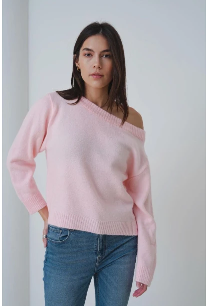 Asimetrik Yaka Oversize Triko Kazak