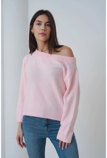 Asimetrik Yaka Oversize Triko Kazak