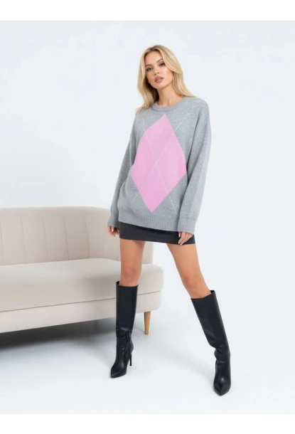 Bisiklet Yaka Baklava Desen Triko Kazak