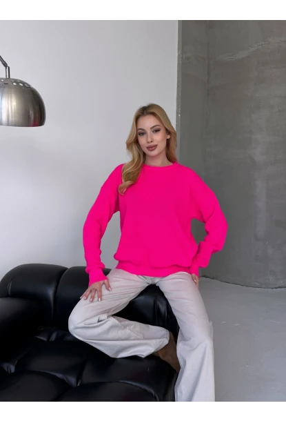 Bisiklet Yaka Oversize Rahat Kesim Triko Bluz