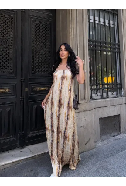 Boyundan Bağlamalı Sırt Dekolte Tasarım Elbise