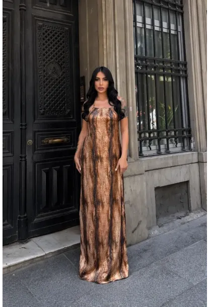 Boyundan Bağlamalı Sırt Dekolte Tasarım Elbise