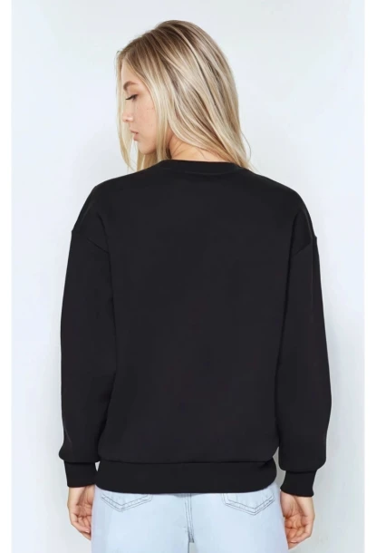 Kadın Basic Siyah Oversize Sweatshirt