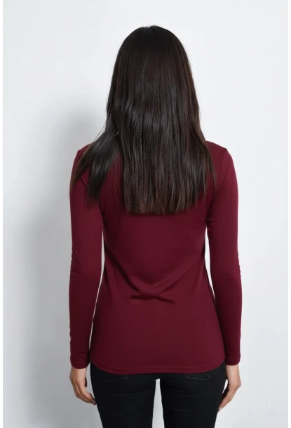 Kadın Bordo Üstü Tül Bluz TZ20751