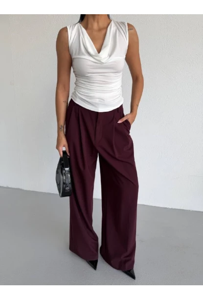 Kadın Degaje Yaka Kolsuz Bluz Beyaz