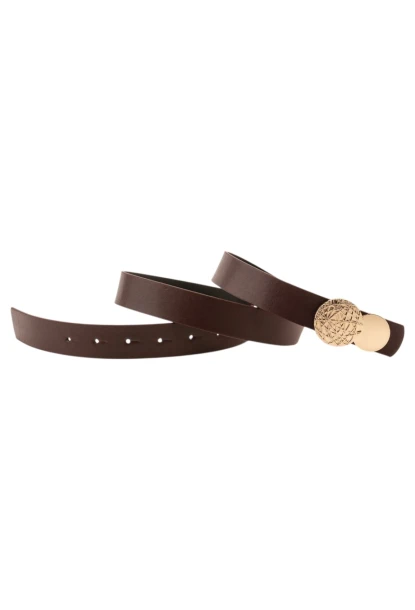 Kadın Desenli Yuvarlak Tokalı Bordo Kadın Kemeri