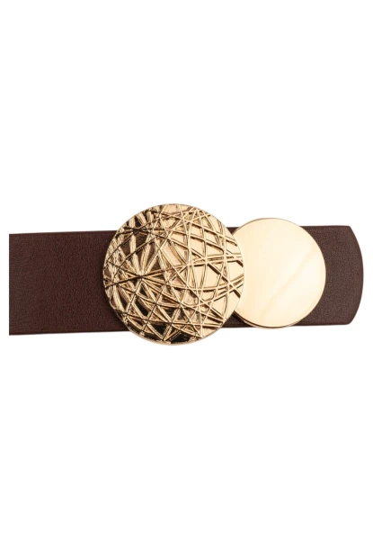 Kadın Desenli Yuvarlak Tokalı Bordo Kadın Kemeri