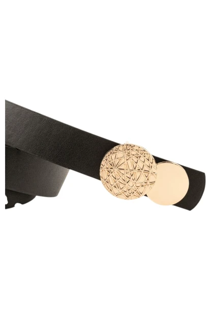 Kadın Desenli Yuvarlak Tokalı Siyah Kadın Kemeri