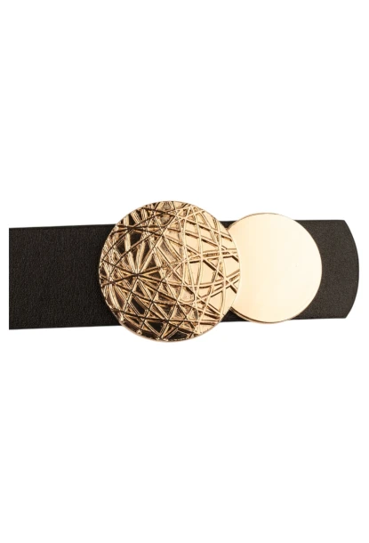 Kadın Desenli Yuvarlak Tokalı Siyah Kadın Kemeri