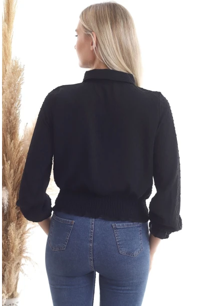 Kadın Eteği Gipeli Siyah Gömlek