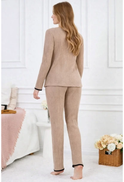 Kadın Fitilli Süprem Kumaş Pijama Takımı