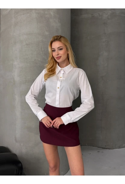 Kadın Gizli Patlı Düğme Detay Gömlek