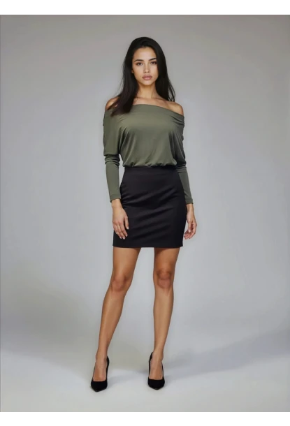 Kadın Kayık Yaka Yarasa Kol Lycralı Penye Bluz