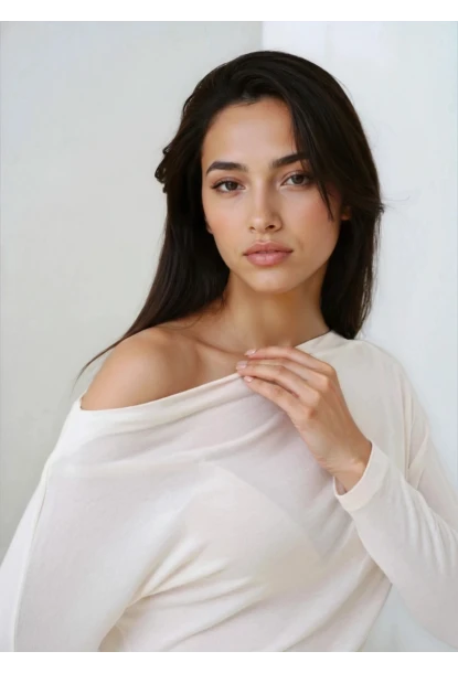 Kadın Kayık Yaka Yarasa Kol Lycralı Penye Bluz