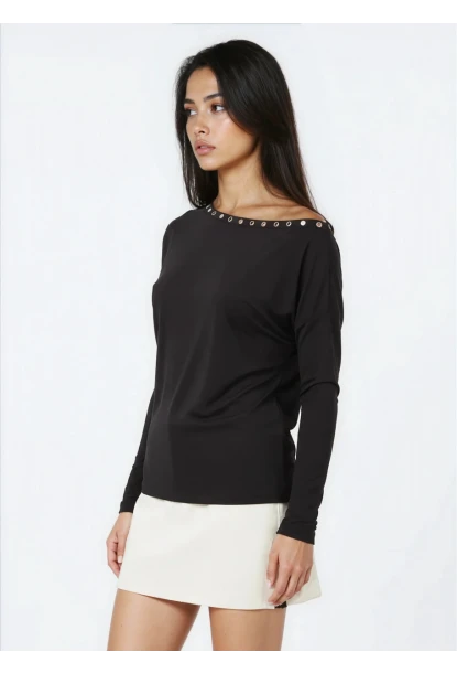 Kadın Kayık Yaka Yarasa Kol Lycralı Penye Bluz