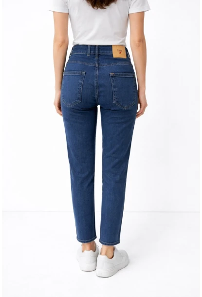 Kadın Koyu Lacivert Dar Paça Esnek Jean