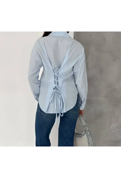Kadın Oversize Gömlek – Bağlama Detaylı, Uzun Kollu, Şık & Günlük Kombin Gömlek