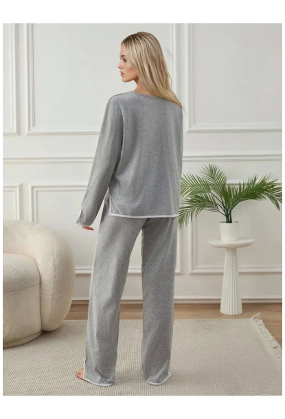 Kadın Relax Fit Süprem Pijama Takım Gri