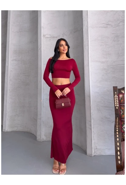 Kadın Sandy Kumaş Etek Bluz Alt Üst Takım