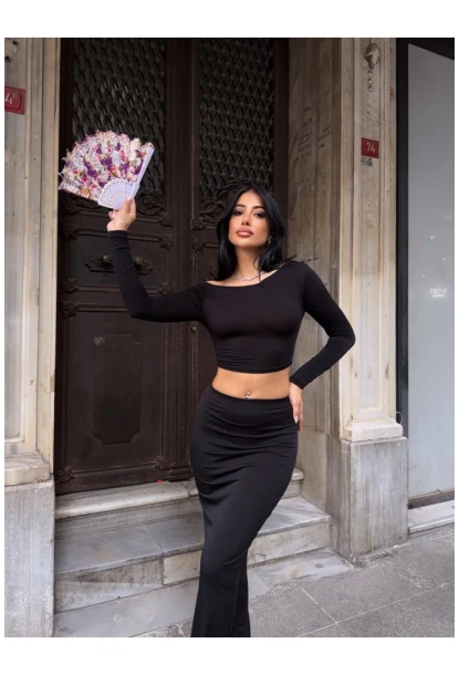 Kadın Sandy Kumaş Etek Bluz Alt Üst Takım