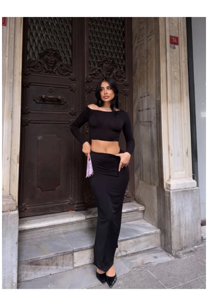 Kadın Sandy Kumaş Etek Bluz Alt Üst Takım